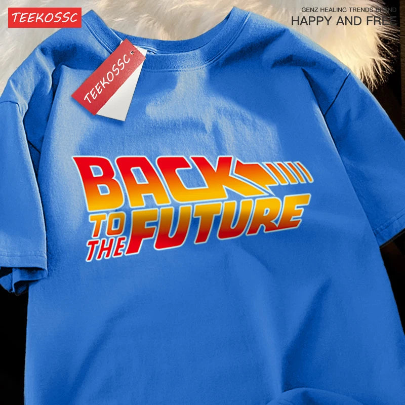 Back To The Future Movie Logo T-Shirt Men Women Cartoons Cotton Short Sleeve Shirt Summer Tshirt Hip Hop Breathable Clothing