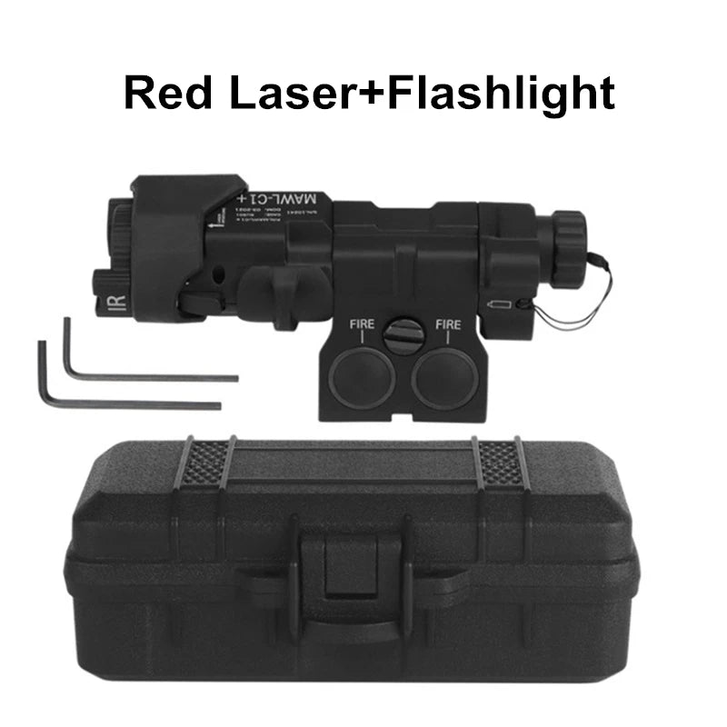 Tactical Flashlight With Red Laser, Airsoft Aiming Hunting Weapon Light IR Illumination with Dual Function Pressure Switch