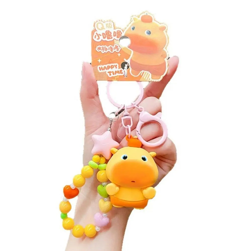 Creative PVC Capybara Key Ring Bag Charm Cute Expression Lulu Doll Keychain Q-version Beading Cartoon Phone Chain Kids