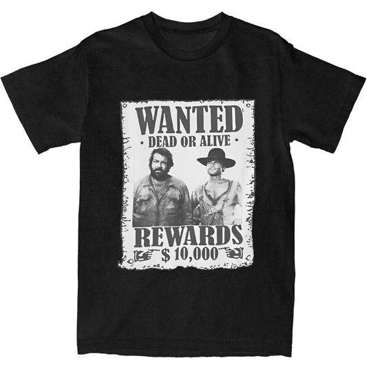 Bud Spencer Terence Hill Wanted Lo Chimavano Epic Movie T-Shirt Actor T Shirts Cotton Tshirt For Men Short Sleeves Casual Tops