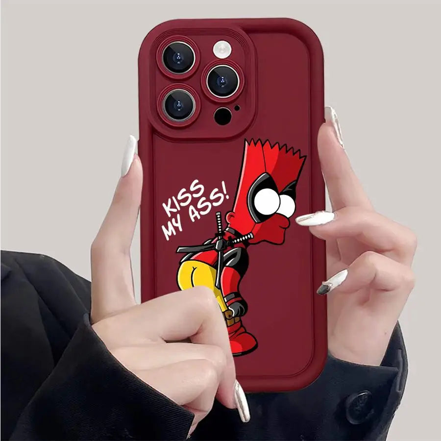 Funny Cartoon SimpsonS Phone Case for iPhone 15ProMax 13 Mini 12 Pro 16 11 Pro SE XS Max 8 7 XR 14 Plus Soft Cover Luxury