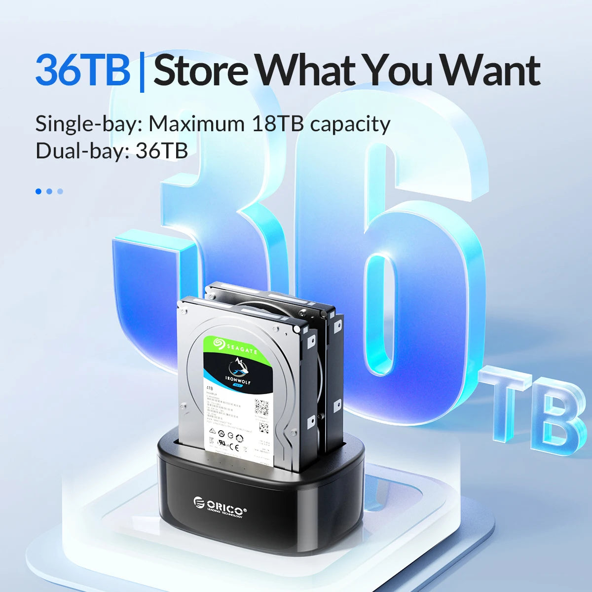 ORICO HDD Clone Docking Station USB 3.0 to SATA 3.0 Dual Bay Hard Drive Docking Station for 2.5/3.5 inch HDD SSD Case for PC