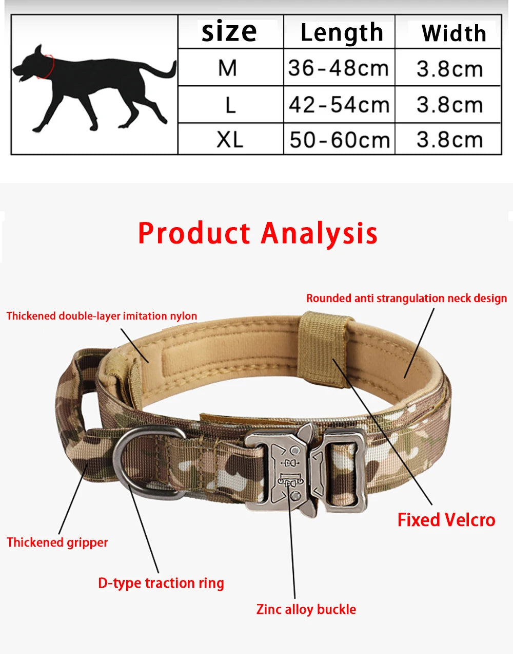 Pet Products Outdoor Tactical Dog Collar Metal Buckle Breathability Nylon Collar Medium and Large Dog Training Neck Collar Dog