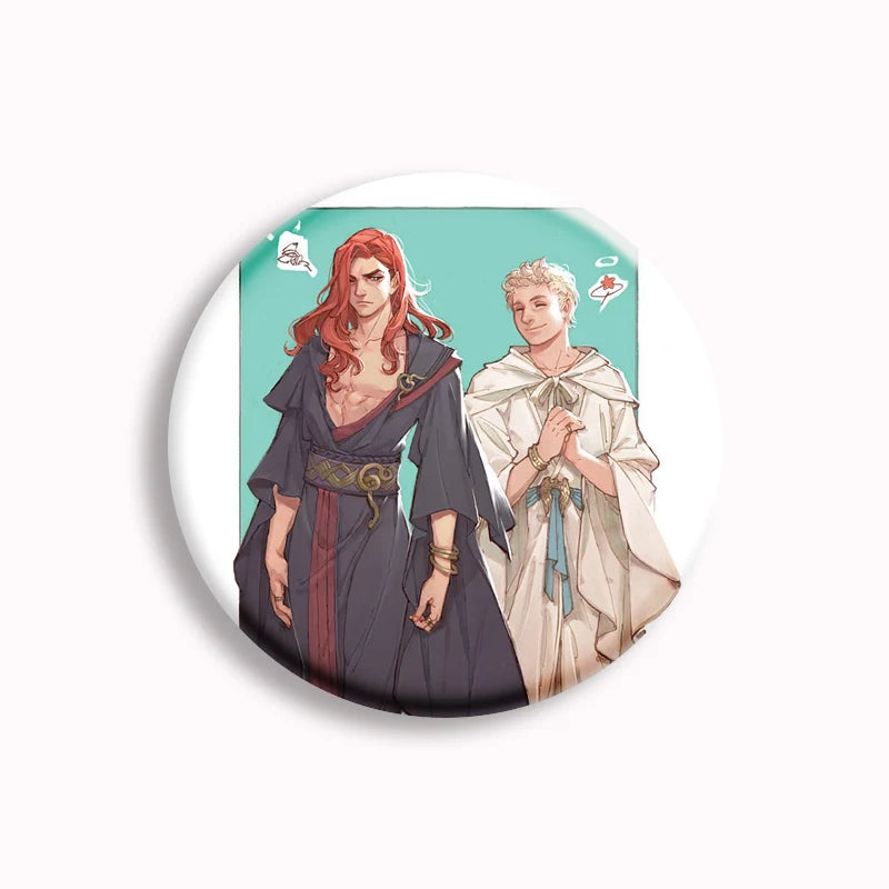 Good Omens Pin Comedy British TV Show Cartoon Brooch Crowley Angel Funny Badge Accessories For Backpack Decoration Friend Gift