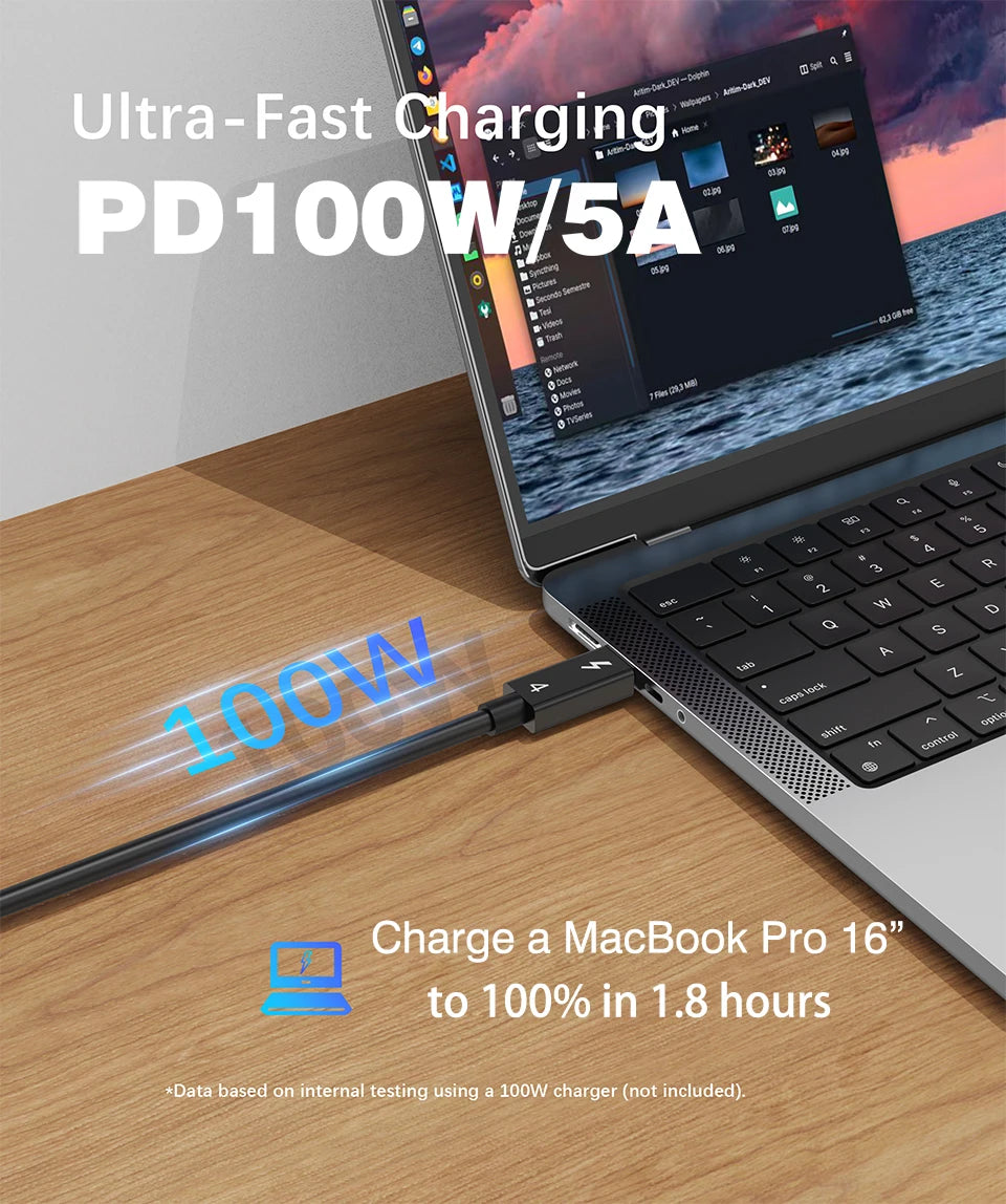 UGOURD 0.2m- 2m Thunderbolt 4 coaxial cable USB4 type c to type c 40Gbps PD 100W Fast charging Cable for egpu iPhone MacBook Air