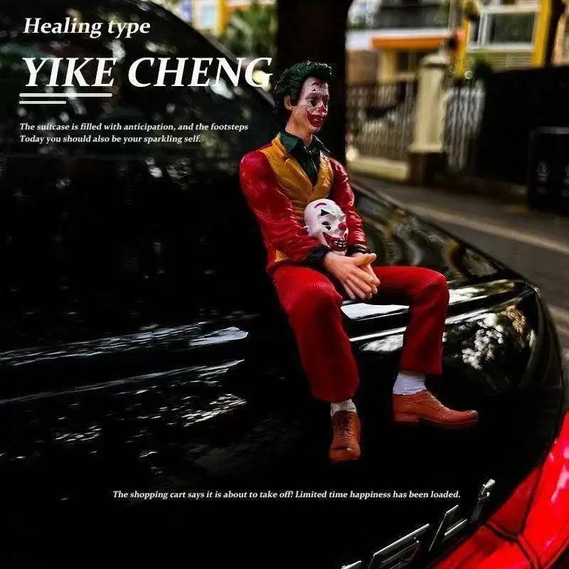 Cartoon joker Handmade Boutique Large Decoration Desktop Scene Model Mask Sitting Posture Gifts Room Car decoration