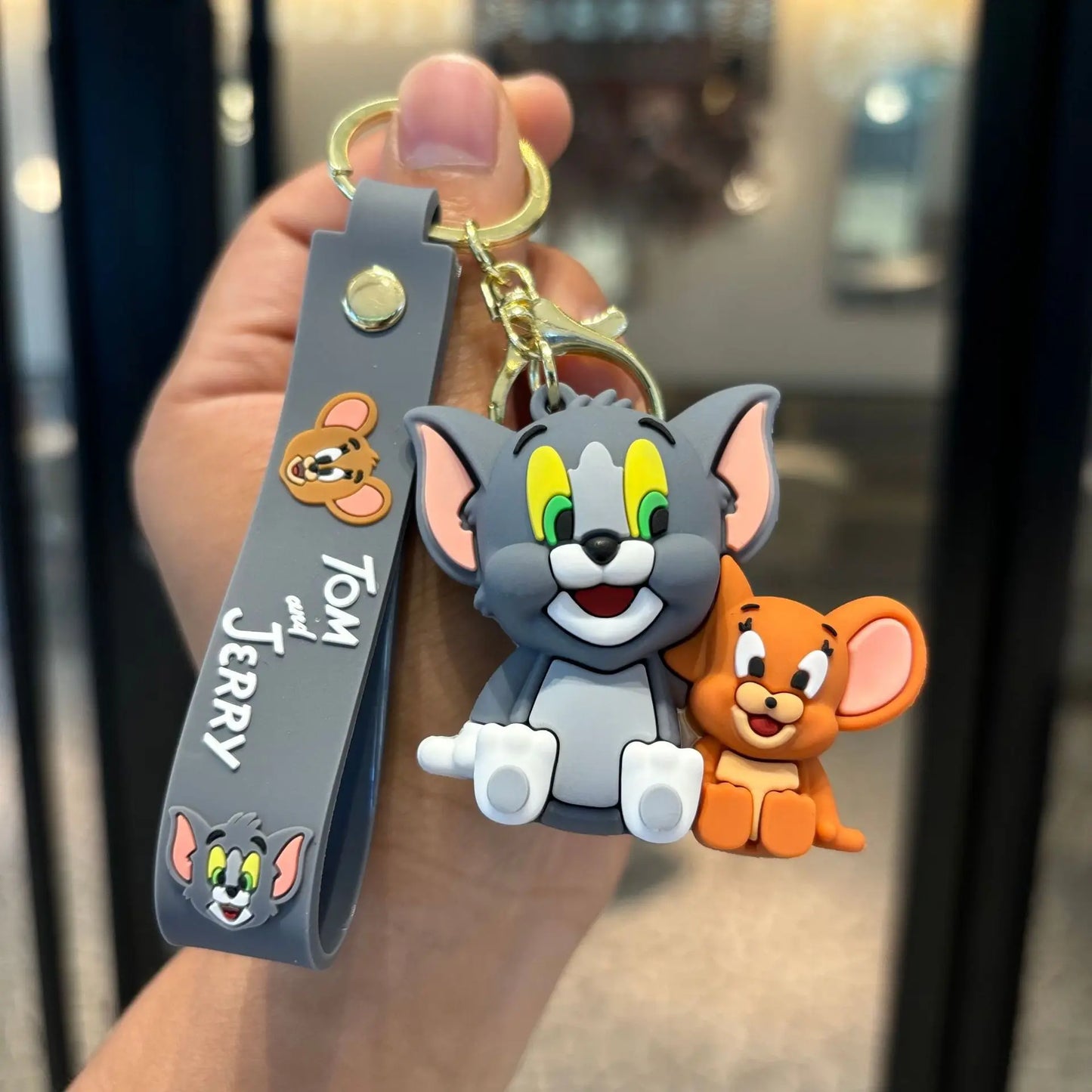 Cartoon Animation Tom and Jerrys Anti-Fall Key Chain, Cute Pvc Doll Car Key Chain, Couple Bag Decoration Pendant, Kawaii Gift