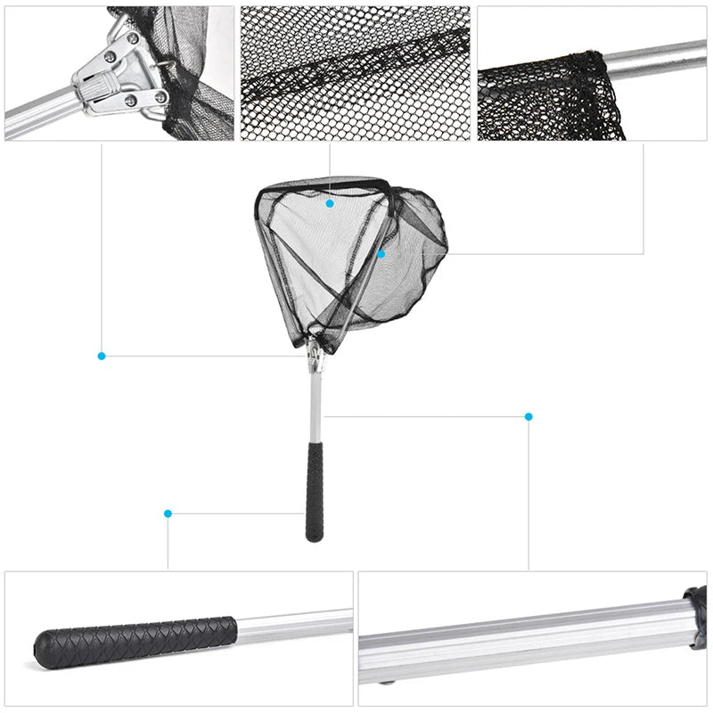 Portable Retractable Fishing Net Telescoping Foldable Landing Net Pole Folding Landing Net For Fly Fishing High Quality Durable