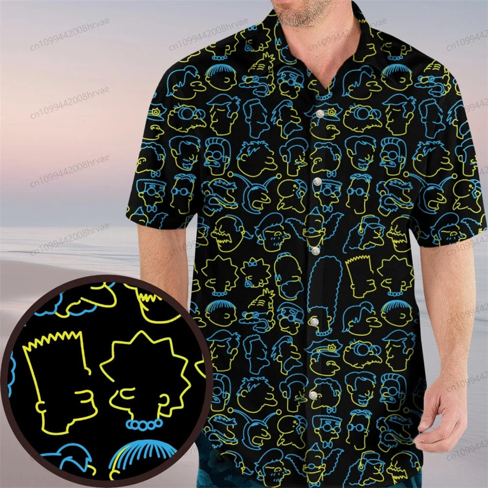 The Simpsons button down shirt, Homer Simpson in the bush shirt, Homer Hawaiian shirt, cartoon shirt for comedy lovers