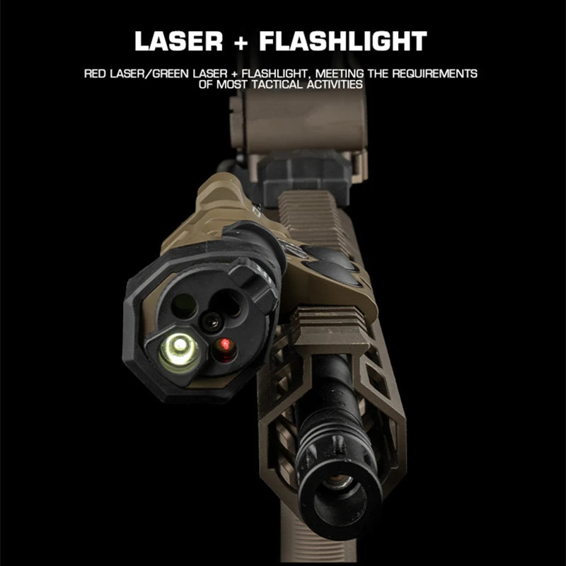 Tactical Flashlight With Red Laser, Airsoft Aiming Hunting Weapon Light IR Illumination with Dual Function Pressure Switch