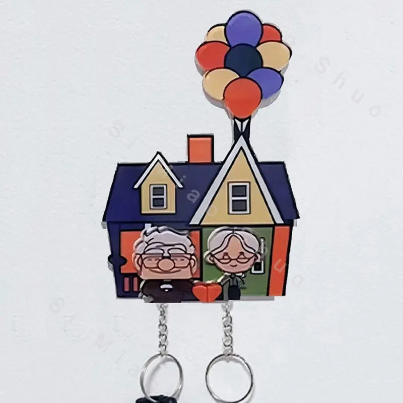 Wall-Mounted Key Holder House Couple Keychain Hanger Shared Keychains Up Movie Key Holder Jigsaw Key Ring Holder Christmas Gift