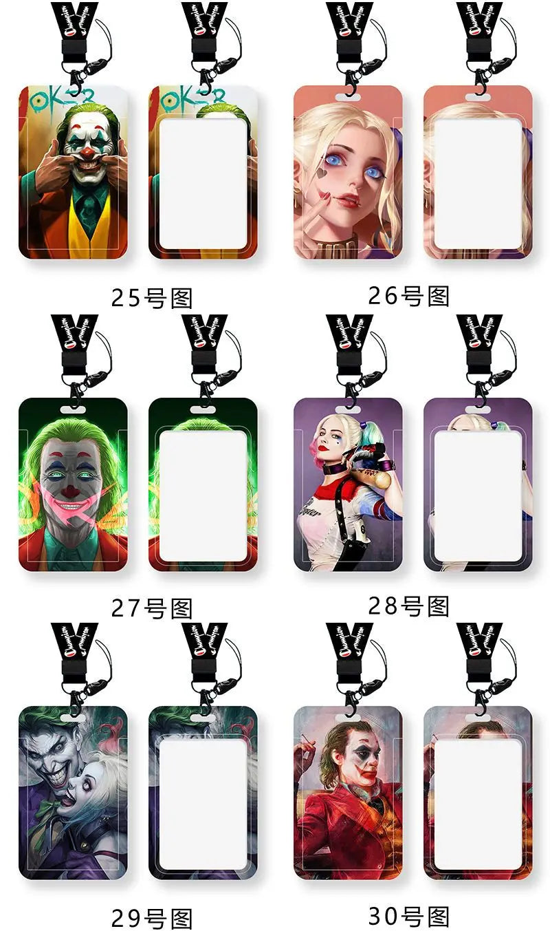 DC Joker Harley Quinn Anime Movie Periphery Student Campus Card Cover Creative Cartoon Lanyard Work Card Protective Cover Gifts