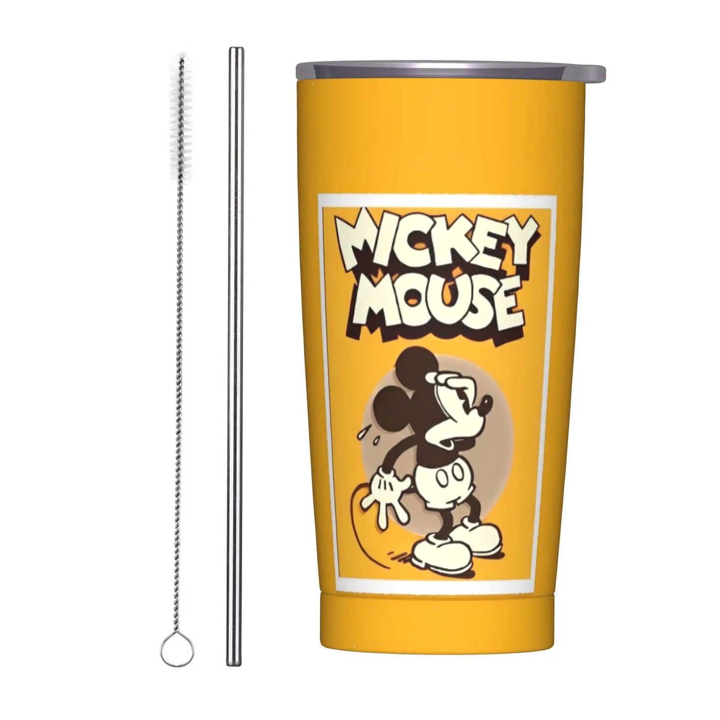 Cartoon Fantasia Mickey Tumbler Vacuum Insulated Magic Wizard Thermal Cup with Lid Straw Office Home Mugs Hot Cold Drink, 20oz