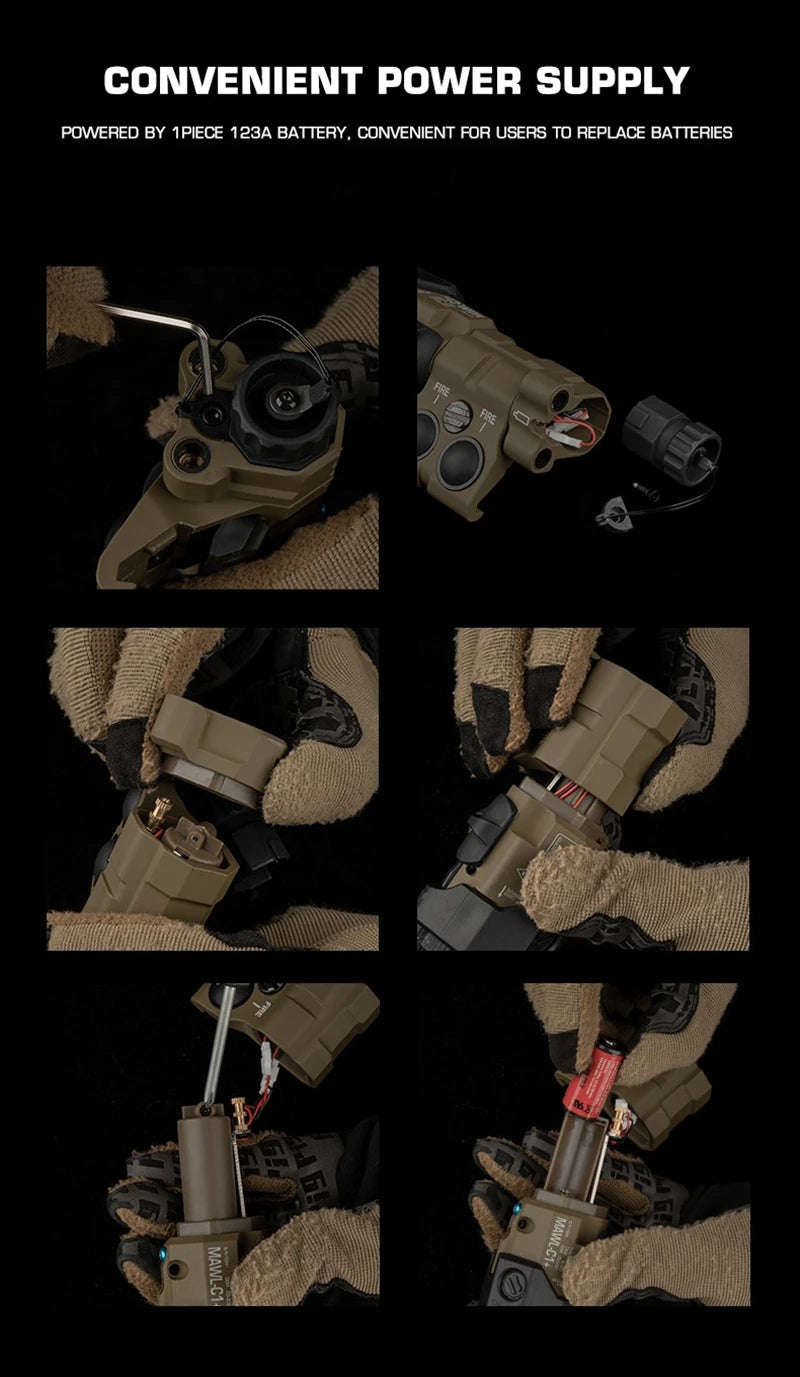 Tactical Flashlight With Red Laser, Airsoft Aiming Hunting Weapon Light IR Illumination with Dual Function Pressure Switch