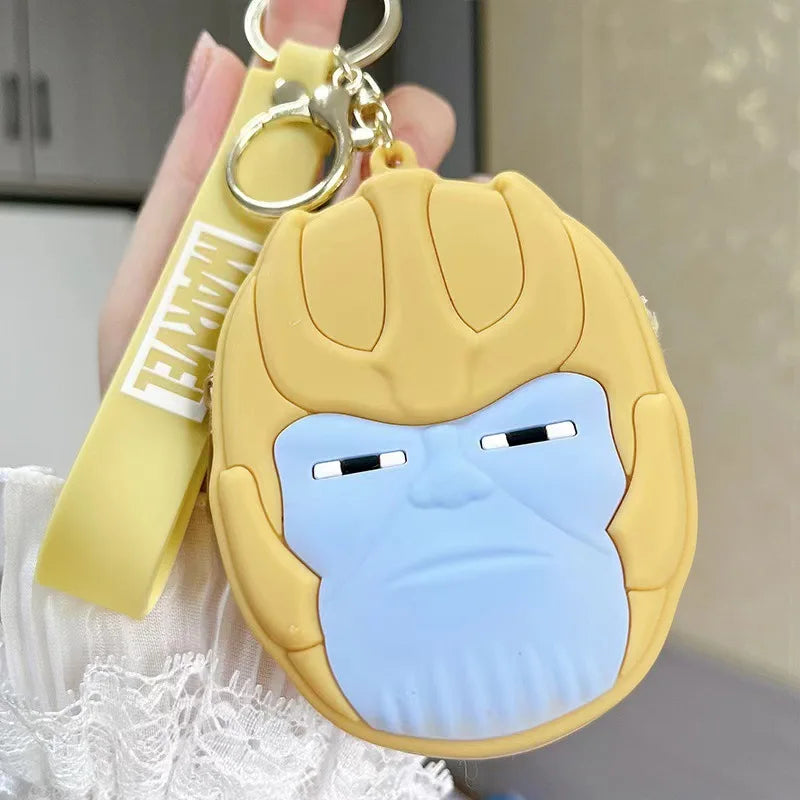 New Marvel Avengers superhero cartoon keychain silicone anime plastic bag couple storage bag children's toy coin purse gift