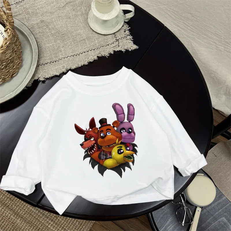 Five Nights At Freddys Long Sleeves Kids T-shirts Anime FNAF Tee Tops Cotton Fashion Children Clothes Undershirt Birthday Gift