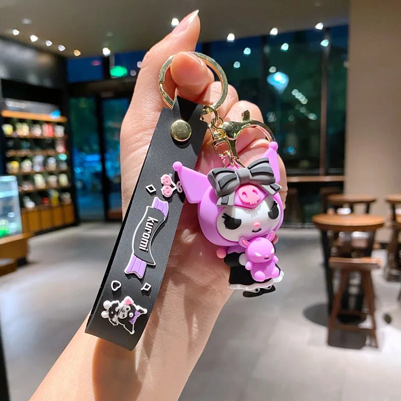 New Kawaii Sanrio Kuromi Keychain Pvc Doll Key Chain Cartoon Anime Cinnamoroll Bag Pendant Car Keyring Toys Kids Birthday Gift