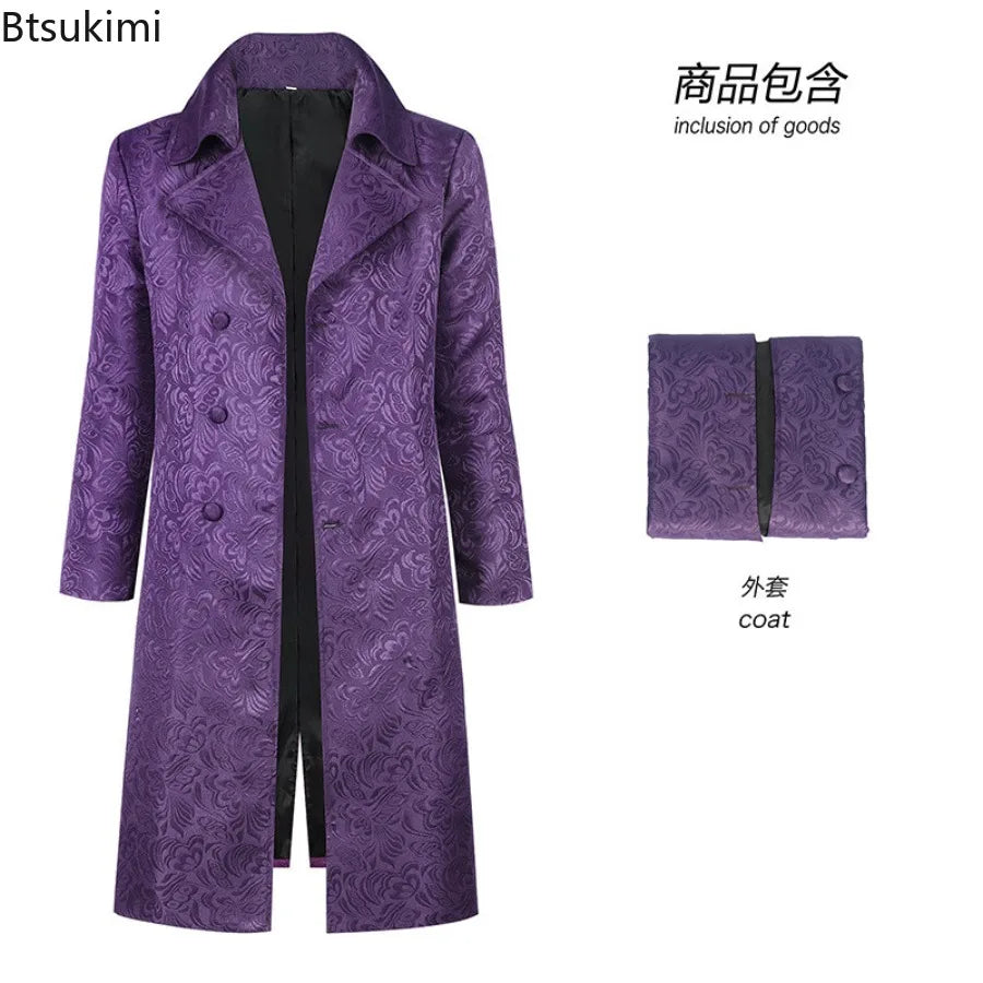 2025 Joker Men's Coat Cosplay Costume Movie Same Style Clothing Halloween Comic-Con Party Carnival Props Adult Windbreake Gift