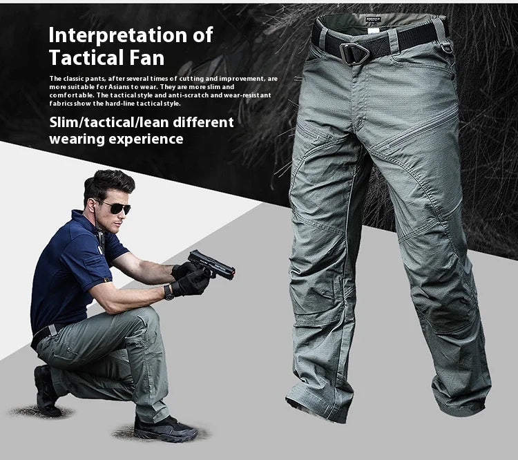 Tactical pants Men's slim-fit army fan training pants Waterproof spring and fall outdoor overalls assault pants