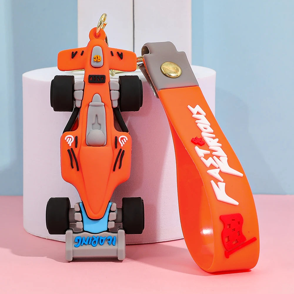 Formula Racing Car PVC Keychain, F1 Style Keychain Soft Rubber Key Ring, Motorsport Keychain for Men Women Racing Enthusiasts