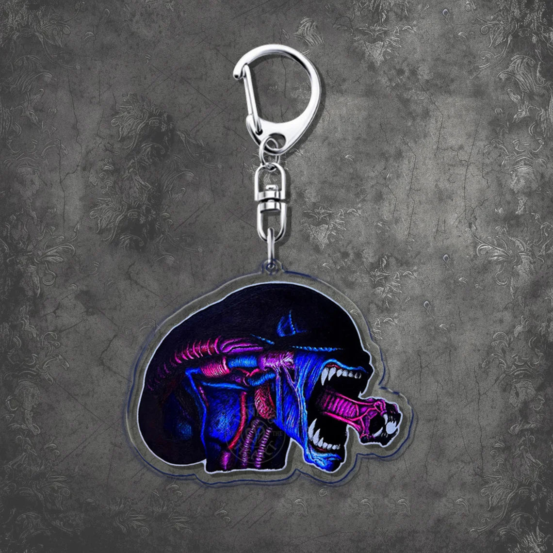 Horror Scary Classic Movie Keychain Key Chain Ring for Bag Xenomorph Sci Fi Keyring Jewelry Gamer Fans Gaming Gift