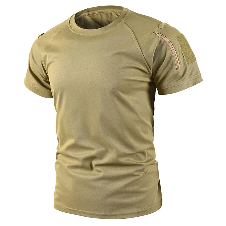 Tactical Short Sleeve T-Shirt Army Military Men's Athletic Tops Workout Gym Training T Shirt Quick Dry Outdoor Hiking Shirt