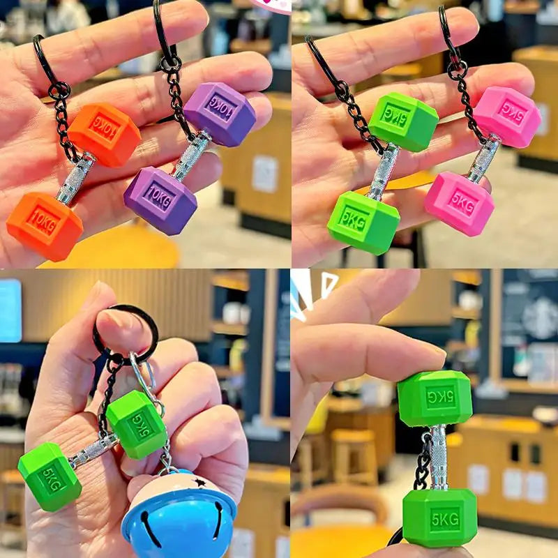 Gym Dumbbell Keychain Fashion 3D PVC Dumbbell Keychain Car Key Wallet Backpack Pendant Creative Gifts For Fitness Enthusiasts
