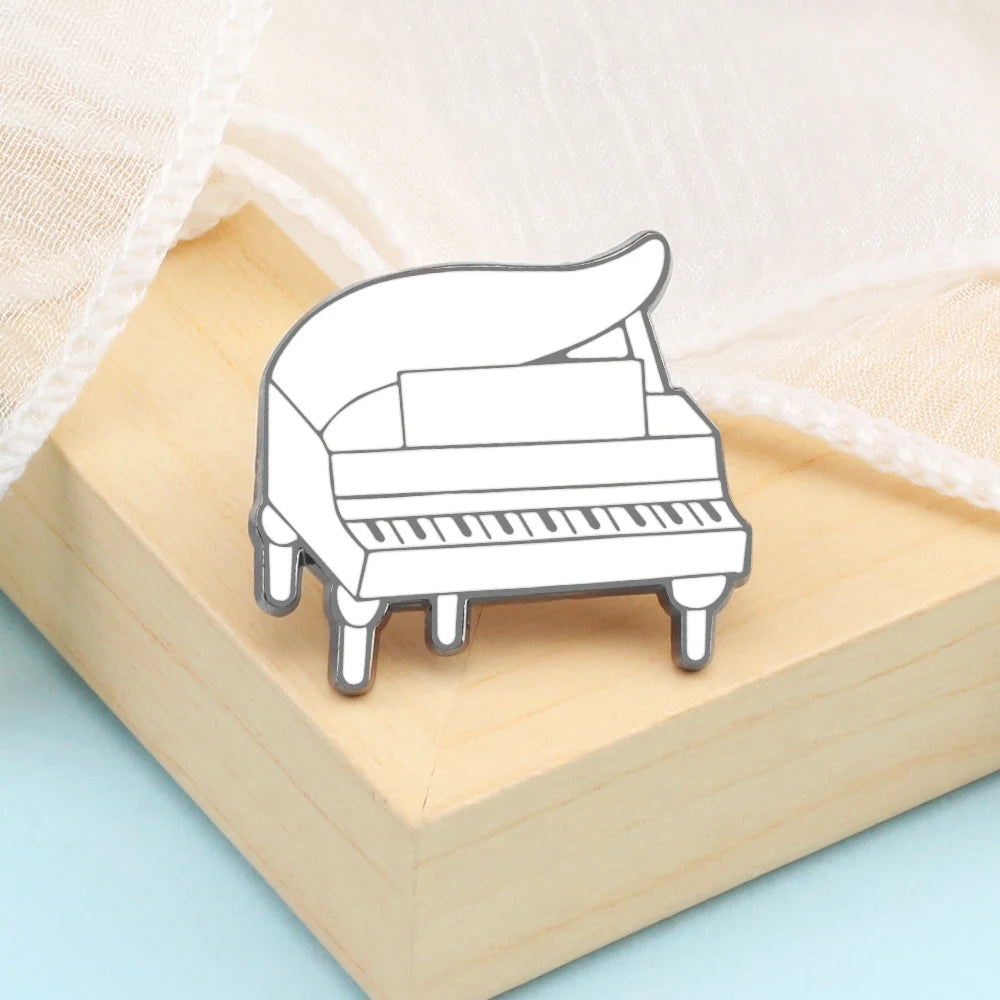 Cool Violin Enamel Pins Elegant Piano Accordion Bass Instrument Brooches Musician Shirt Lapel Pin Badges Jewelry for Music Lover