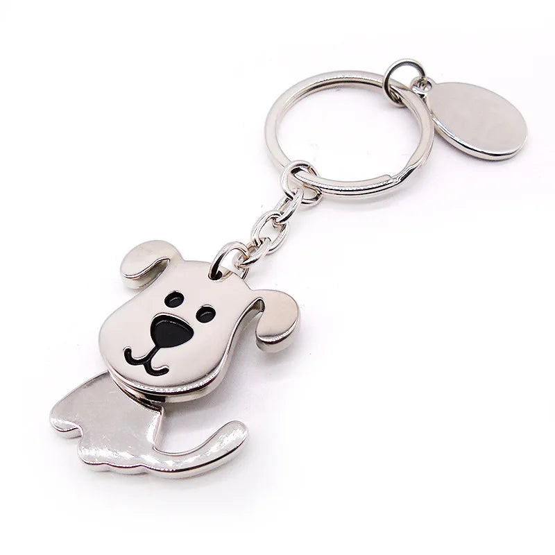 Fashion Cute Pet Cat And Dog Keychain Creative Backpack Car Metal Key Chain Pet Shop Promotional Gift