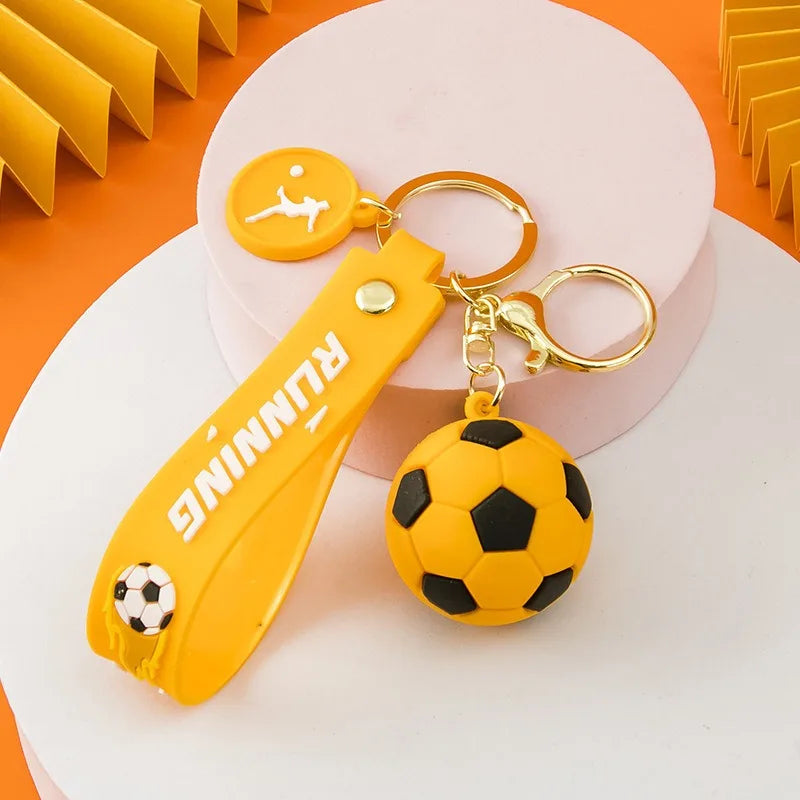 1 piece cartoon football keychain made of PVC material cute sports meeting commemorative gift car backpack pendant wholesale