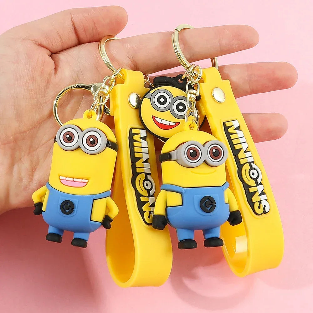 Cartoon Minions Keychain Kawaii Silicone Pendant Keyring Chinese Zodiac Cosplay Accessories for Car,Backpack,Keys