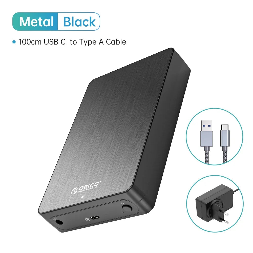 ORICO 3.5" HDD Case SATA to USB C 6Gbps External Hard Drive Case for 3.5 inch HDD Enclosure with 12V Power Adapter Support 18TB
