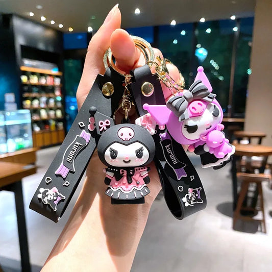 New Kawaii Sanrio Kuromi Keychain Pvc Doll Key Chain Cartoon Anime Cinnamoroll Bag Pendant Car Keyring Toys Kids Birthday Gift