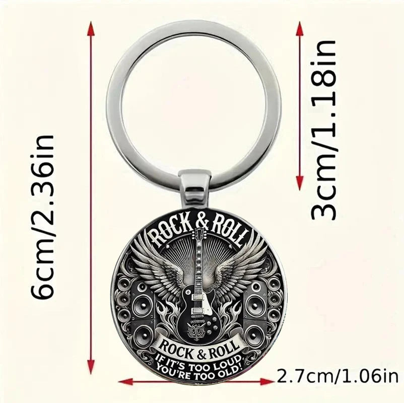 Retro Rock Guitar Band Keychain with Sound Design - Retro Wing Guitar Pendant, Perfect Gift for Music Enthusiasts, Band Enthusia