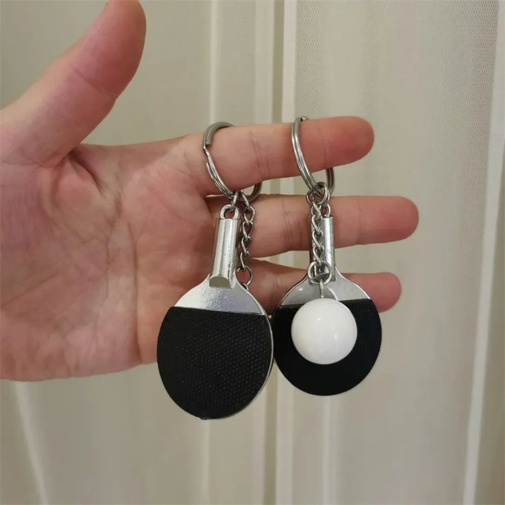 Fashion Simulation Table Tennis Keychain PVC Creative Mini Ping Pong Key Ring Backpack Pendant Car Accessories Sports Club Gift