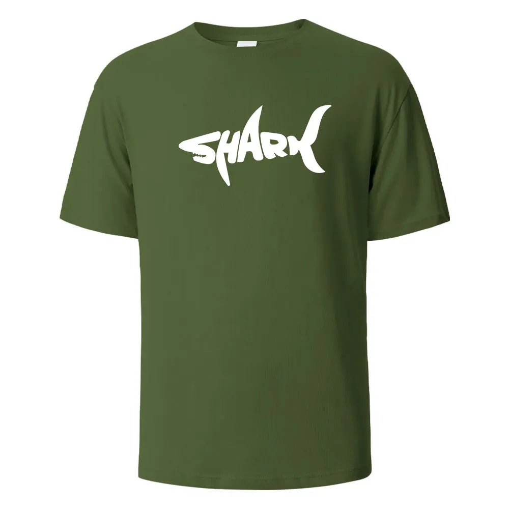 Shark Print T-Shirt 100% Cotton Summer Tees For Men Women Oversize Casual Tops