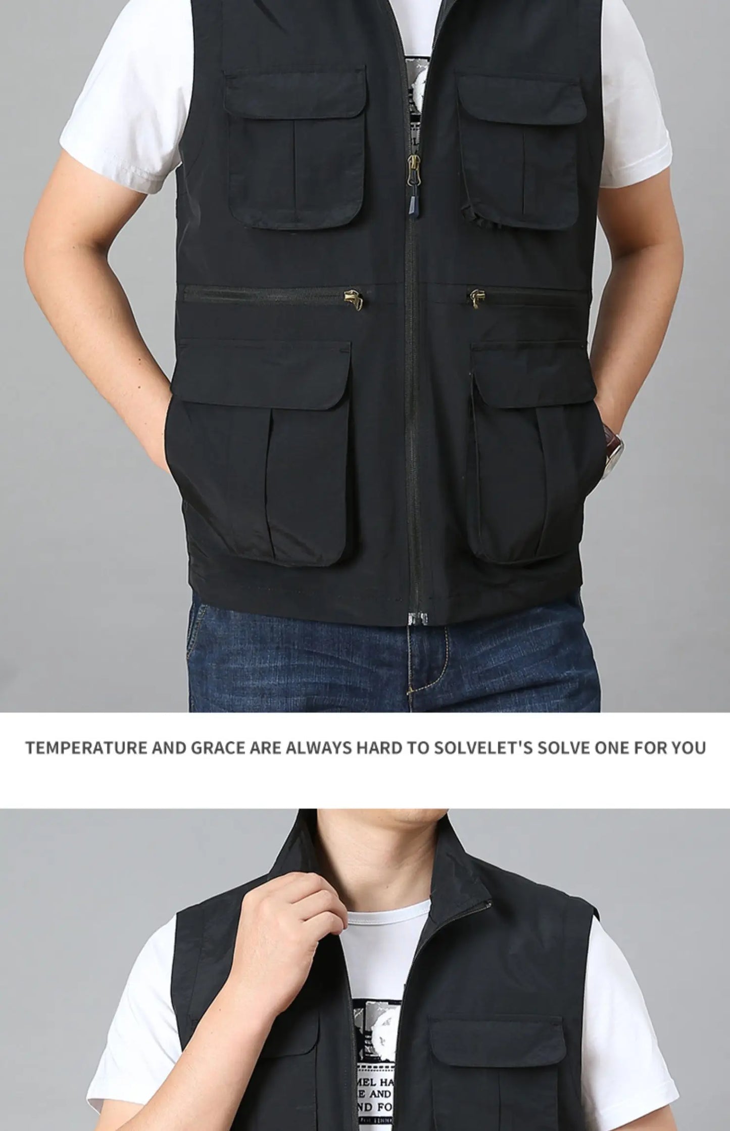 Tactical Vest For Men Golf Hunting Large Size Men's Camping Sleeveless Jacket Multi-pocket Work Padded Luxury MAN Clothing Denim