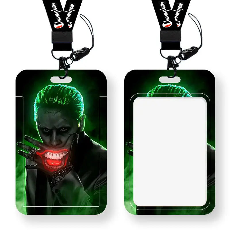 DC Joker Harley Quinn Anime Movie Periphery Student Campus Card Cover Creative Cartoon Lanyard Work Card Protective Cover Gifts