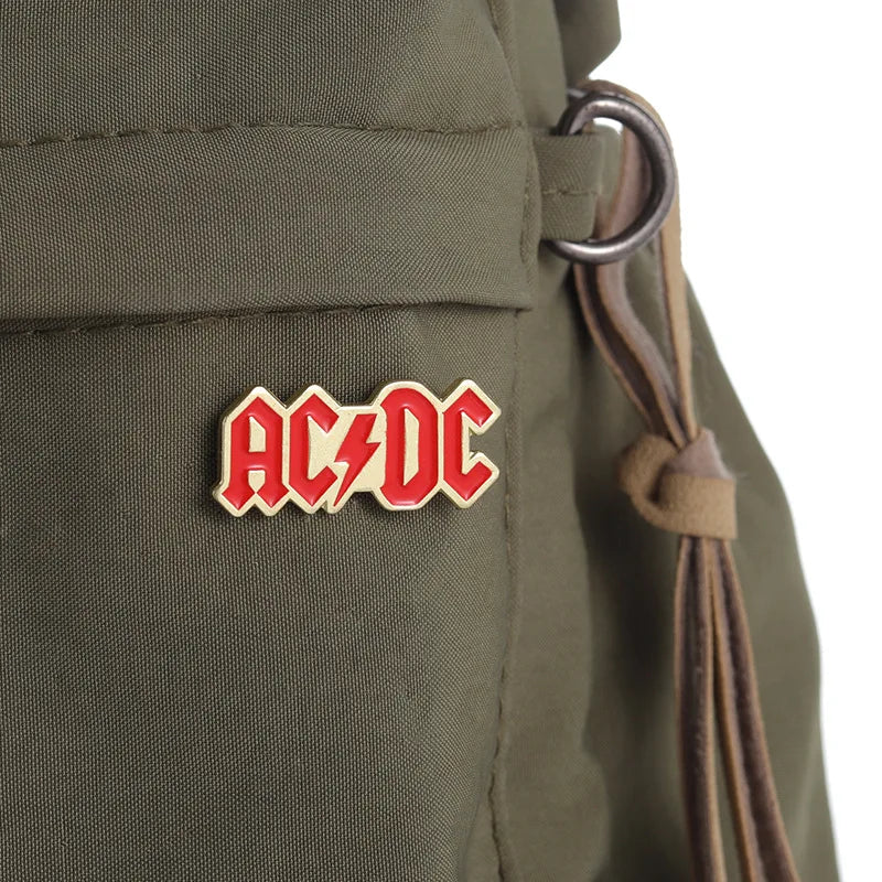 Rock band commemorative badges, Simple letters AC DC punk style alloy pins, accessories for clothing and bags, gifts for friends