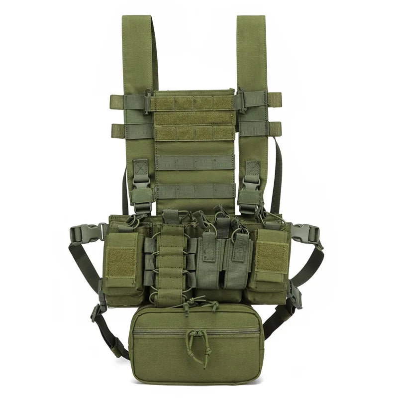 Military Tactical Vest Chest Rig with Adjustable Straps & Large Capacity Pouch for Outdoor Adventure & Tactical Missions