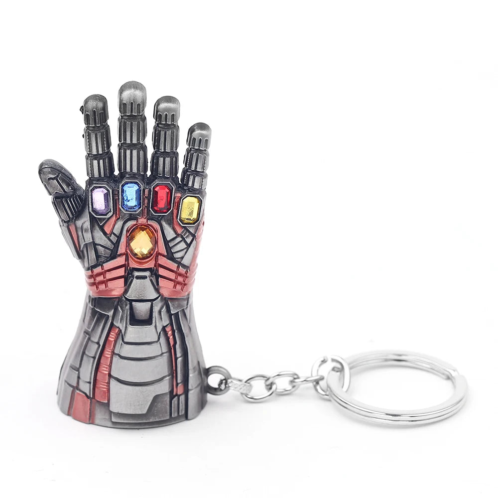 Marvel Superhero Keychain Avengers Thanos Infinity Gauntlet Metal Pendant Keyring Car Backpack Key Holder Decoration Accessories