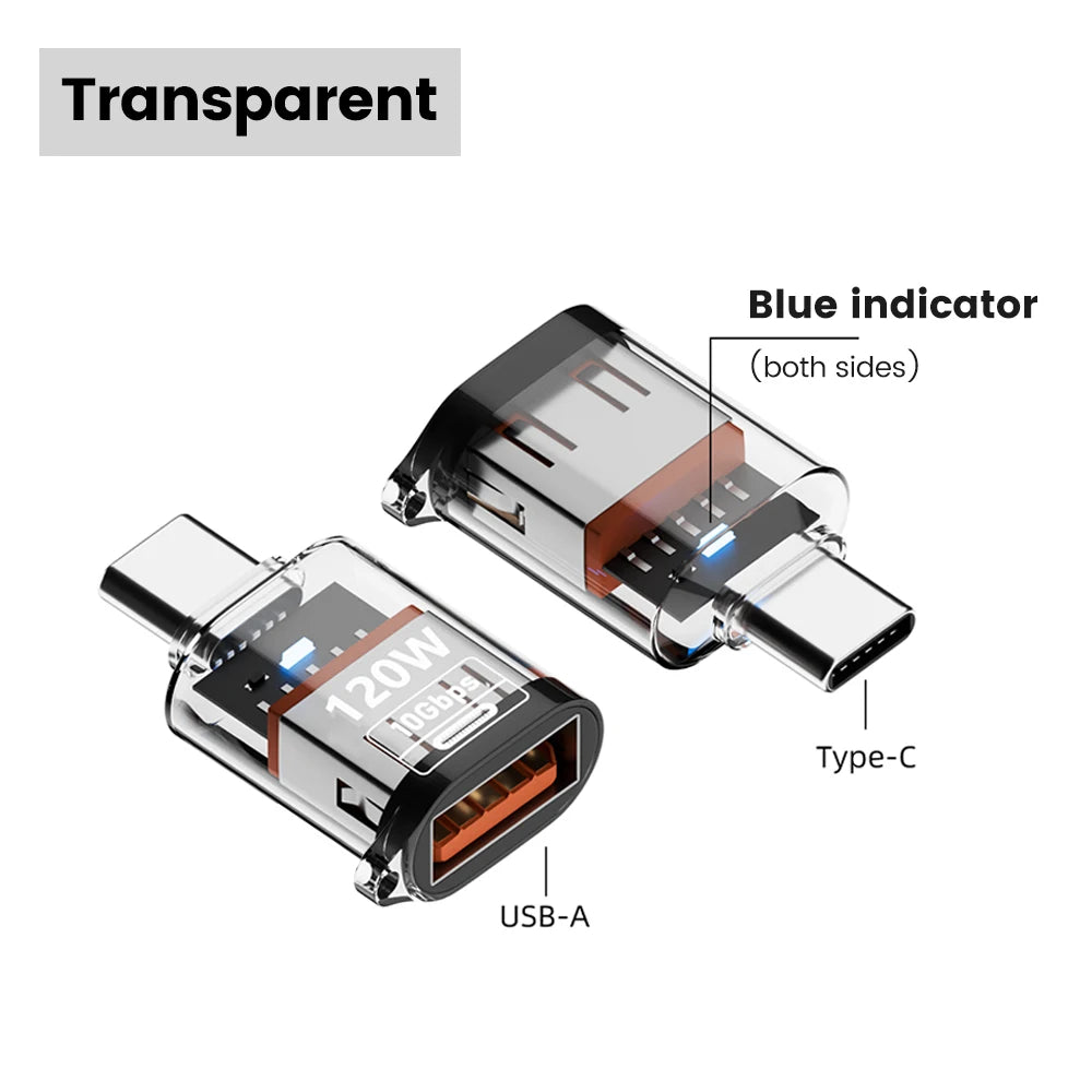 120W Fast Charging USB 3.2 to Type C Adapter OTG 10GB High Speed Data Audio Transfer For PC Tablet Xiaomi Huawei USB C Converter