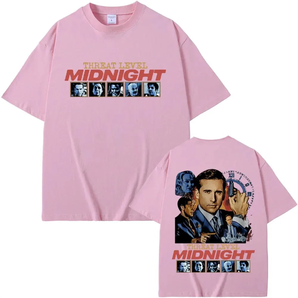 Threat Level Midnight Michael Scott Homage T-shirts Tv Series The Office Dwight Schrute Jim Halpert T Shirts Men Vintage T-shirt