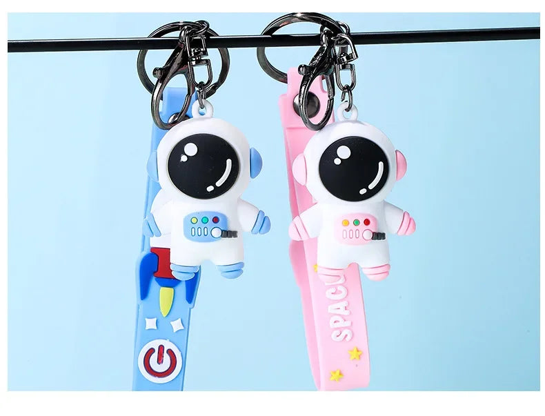 Cute PVC Colorful Astronauts Keychain Tassels Gloomy Bear Rabbit Ears Car Backpack Key Chain Pendant Jewelry Gifts for Women