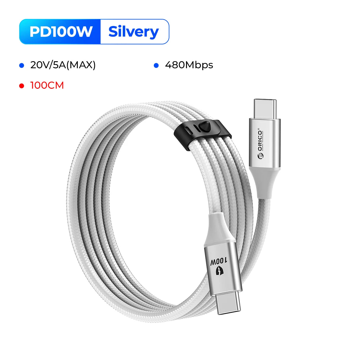 ORICO 100W USB C Cable Fast Charging Type C to USB C 20V5A Woven Design with Strip for iPhone15 Pro Max Huawei Mate 60 Xiaomi