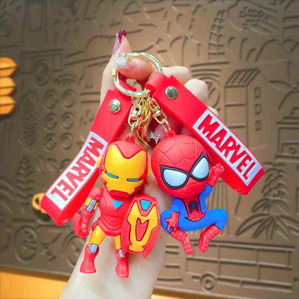 Classic Marvel Keychain Silicone Keyring for Spider Man Iron Man Hulk Key Holder Car Hanging Accessories Gifts Exquisite Gifts