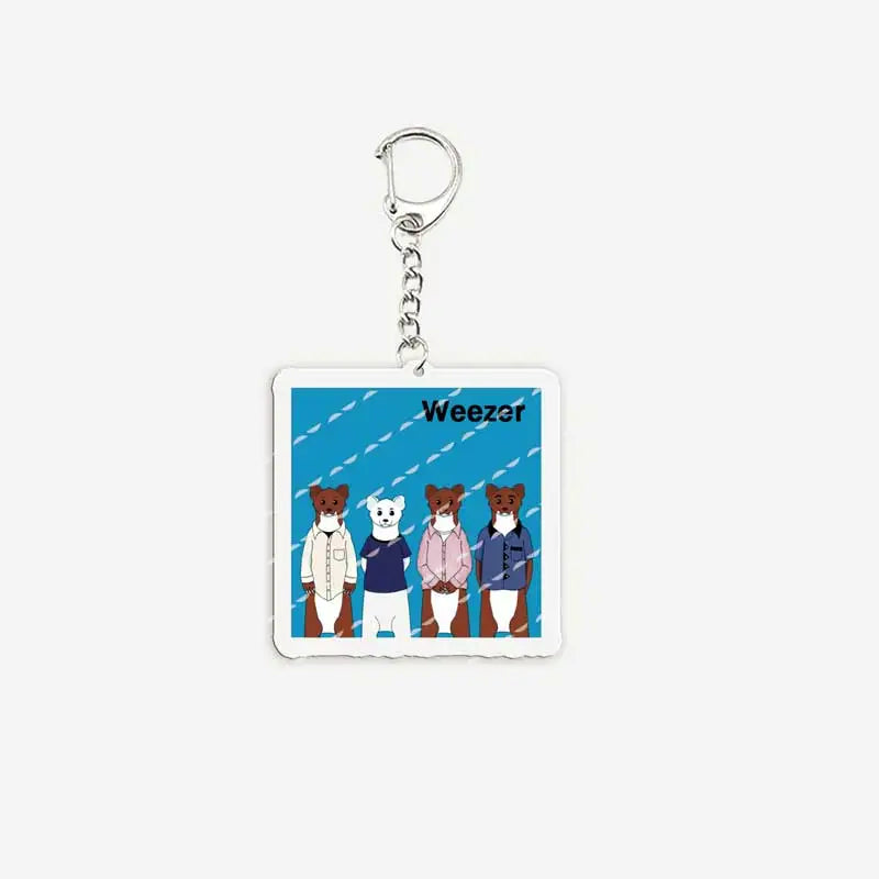 Rock Band Weezer Keychains for Accessories Bag Acrylic pat mikey matt brian Charm Keyrings Chains Jewelry Friends FANS Gifts