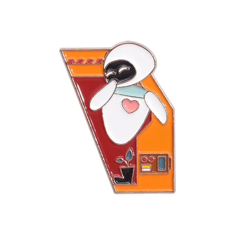 Classic Cartoon Movie Walle Eve Robot Enamel Pins for Backpack Bag Metal Brooch Badges Gifts for Fans Collection