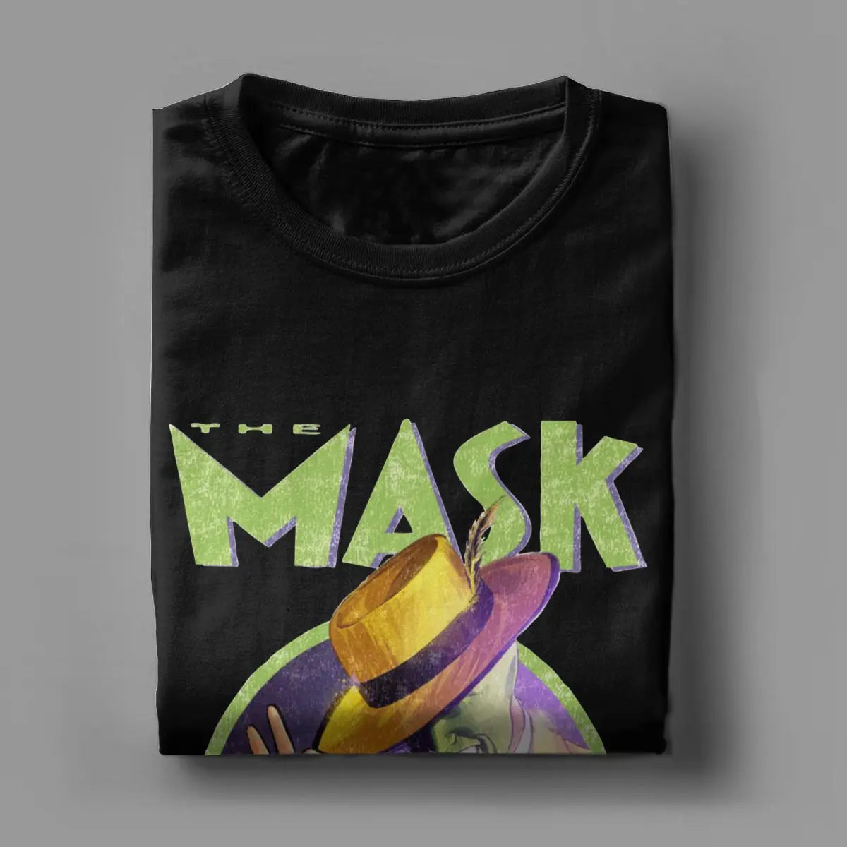The Mask Retro Movie T Shirts for Men Pure Cotton Vintage Funny T-Shirt Jim Carrey Tee Shirt Short Sleeve Clothes Birthday Gift