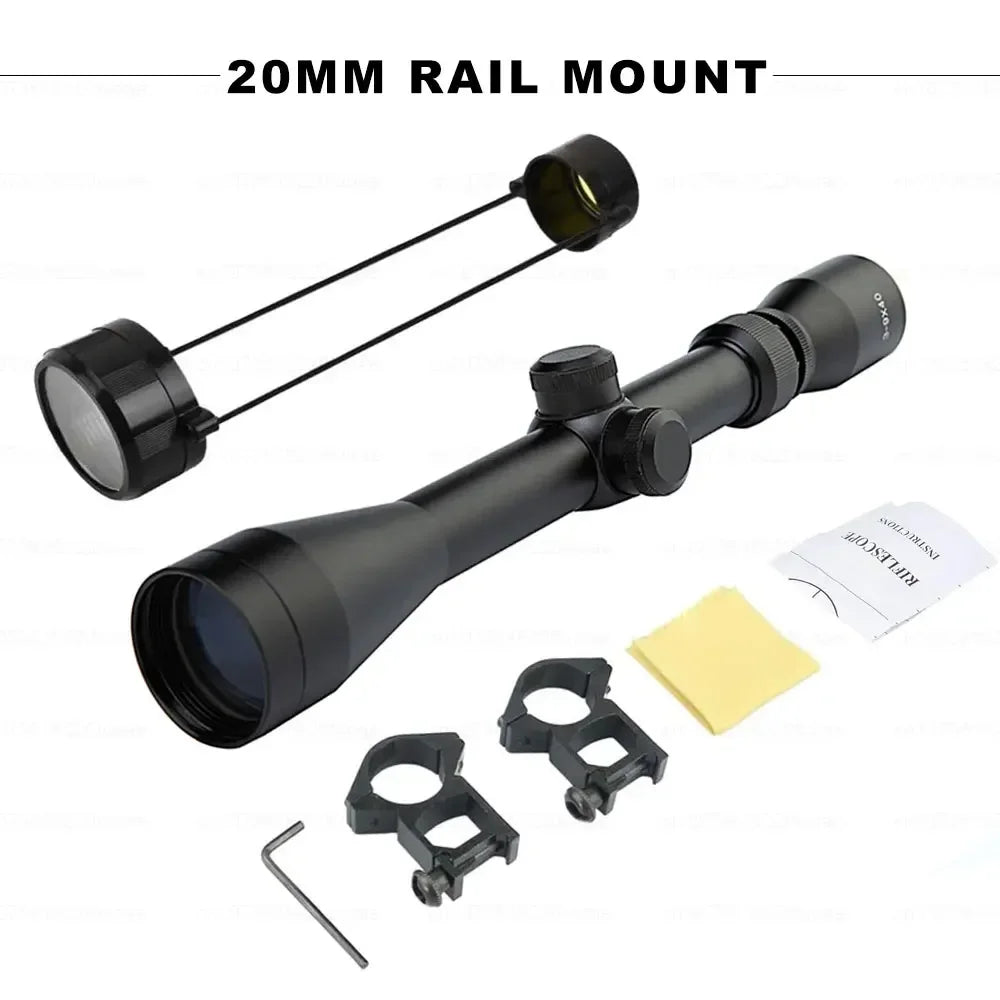 3-9X40 Optics Sniper Gun Scope W/Rangefinder Tactical Hunting Zoom Riflescope Rifle Mil-Dot Scope for Weaver/Picatinny Rail